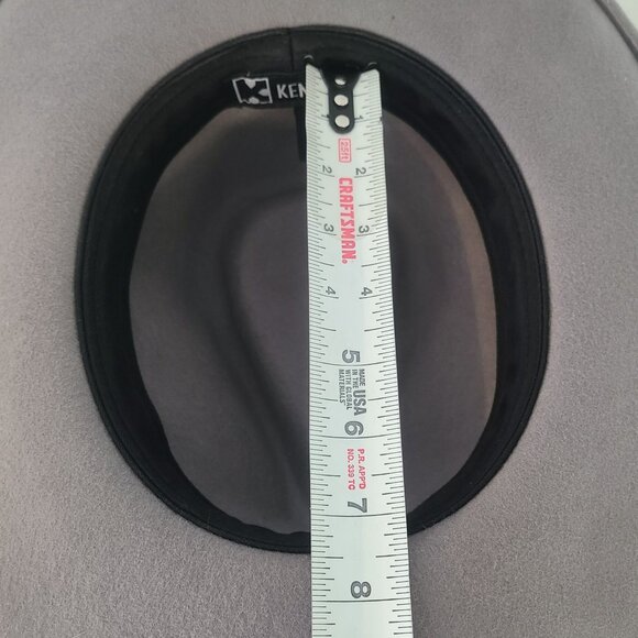 Kenny K Wool Wide Brim Western Fedora Hat Gray Black Band Size M Unisex - Picture 7 of 8